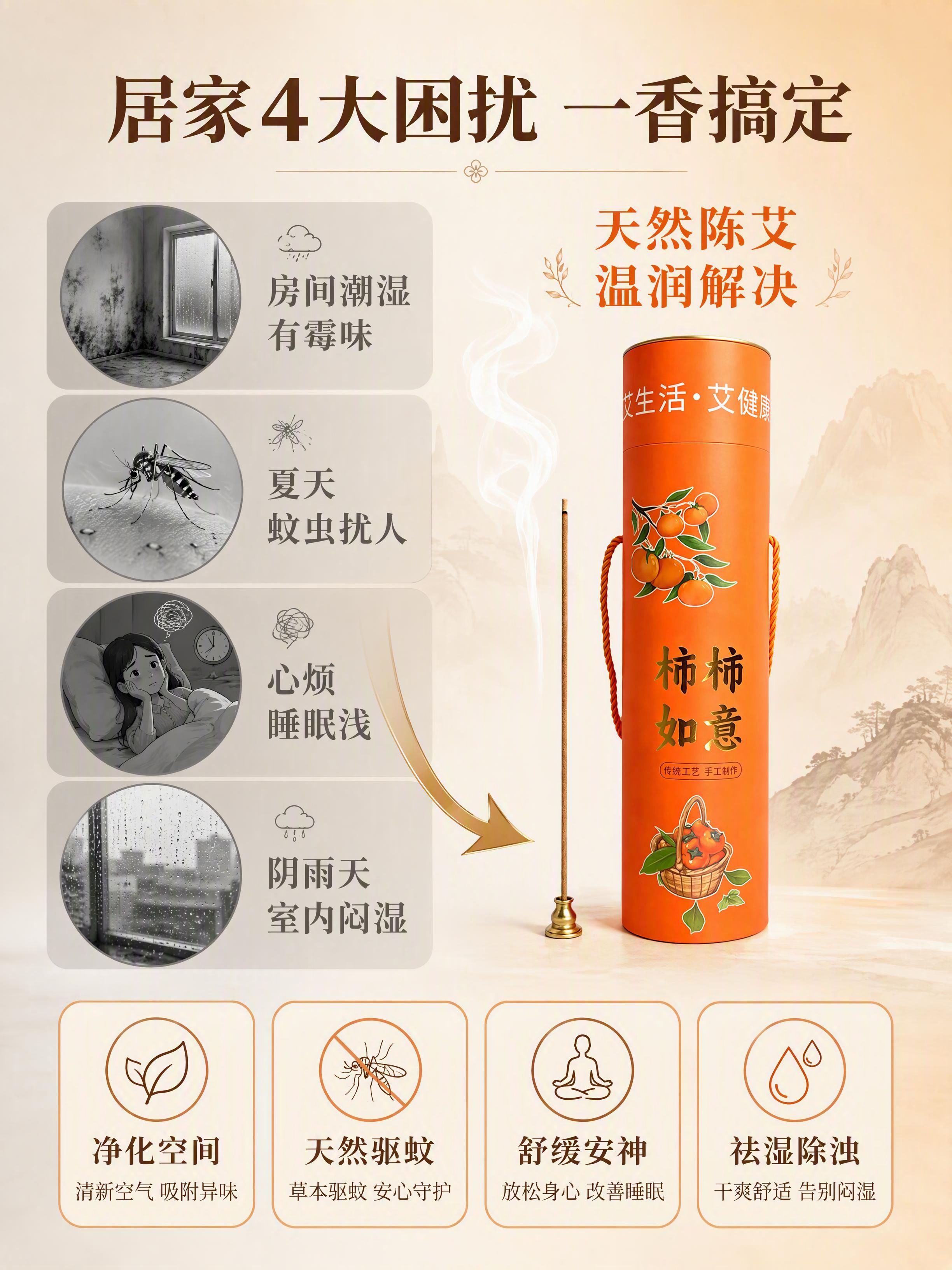 [第2张] 痛点直击-四大居家困扰陈艾解决。本张使用【图1】作… - 图片创意预览