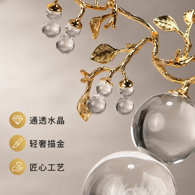 「图片1」，生成电商主图（5张），商品名称是FZOG意大利招财水晶葫芦摆件，卖点是轻奢高档客厅酒柜装饰品搬家乔迁礼物，适配淘宝/天猫平台，主图比例为1:1预览效果
