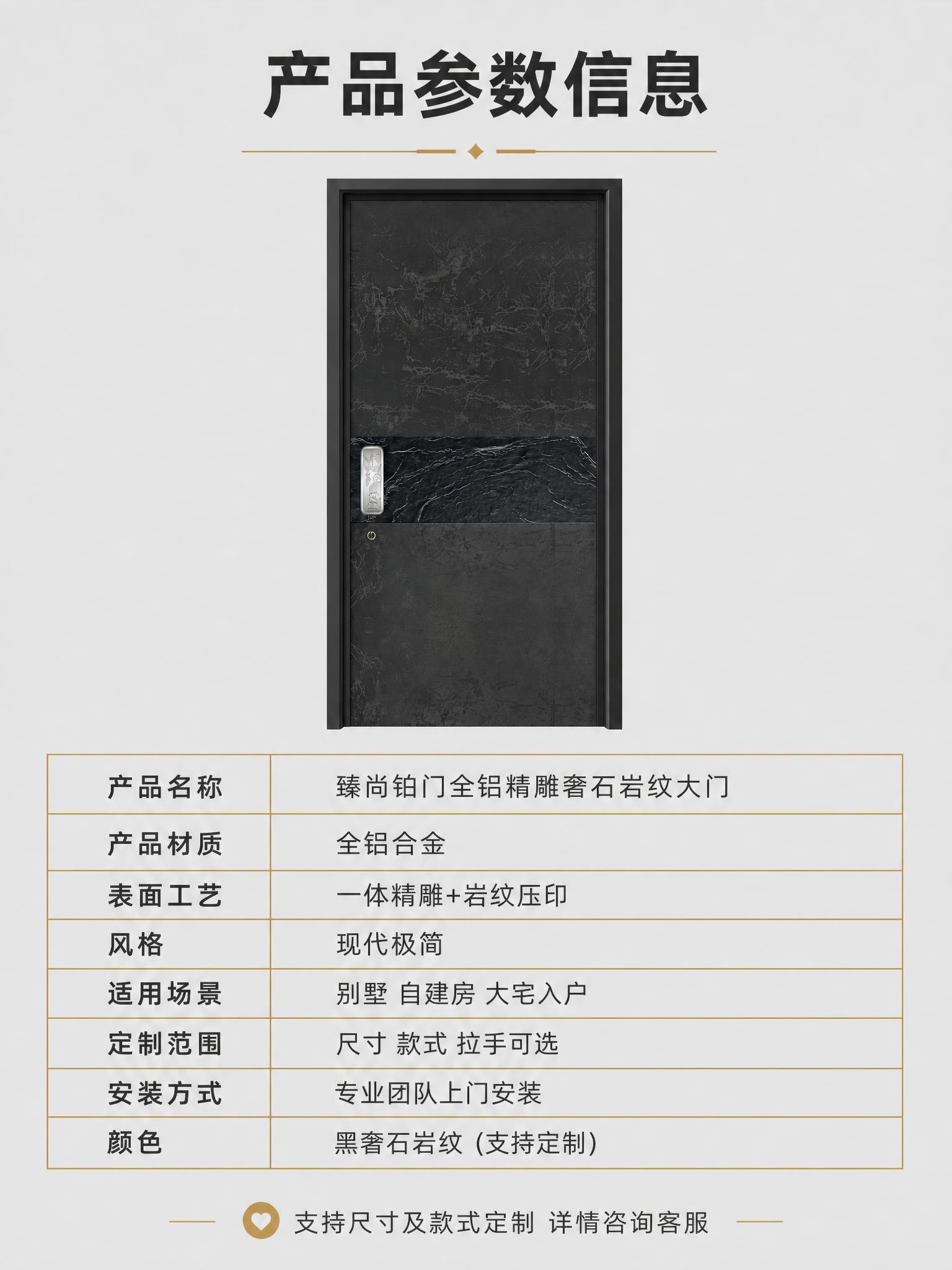 [商品] 使用【图1】臻尚铂门全铝精雕奢石岩纹别墅大门；保留黑… - 图片创意预览