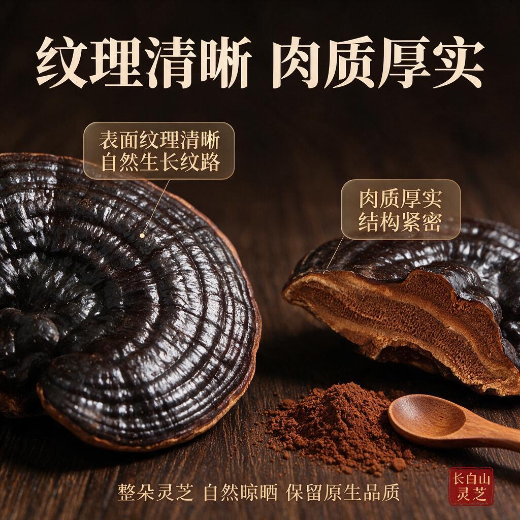[主图-3] 长白山灵芝 细节纹理展示 突出表面纹理和内部肉质… - 图片创意预览