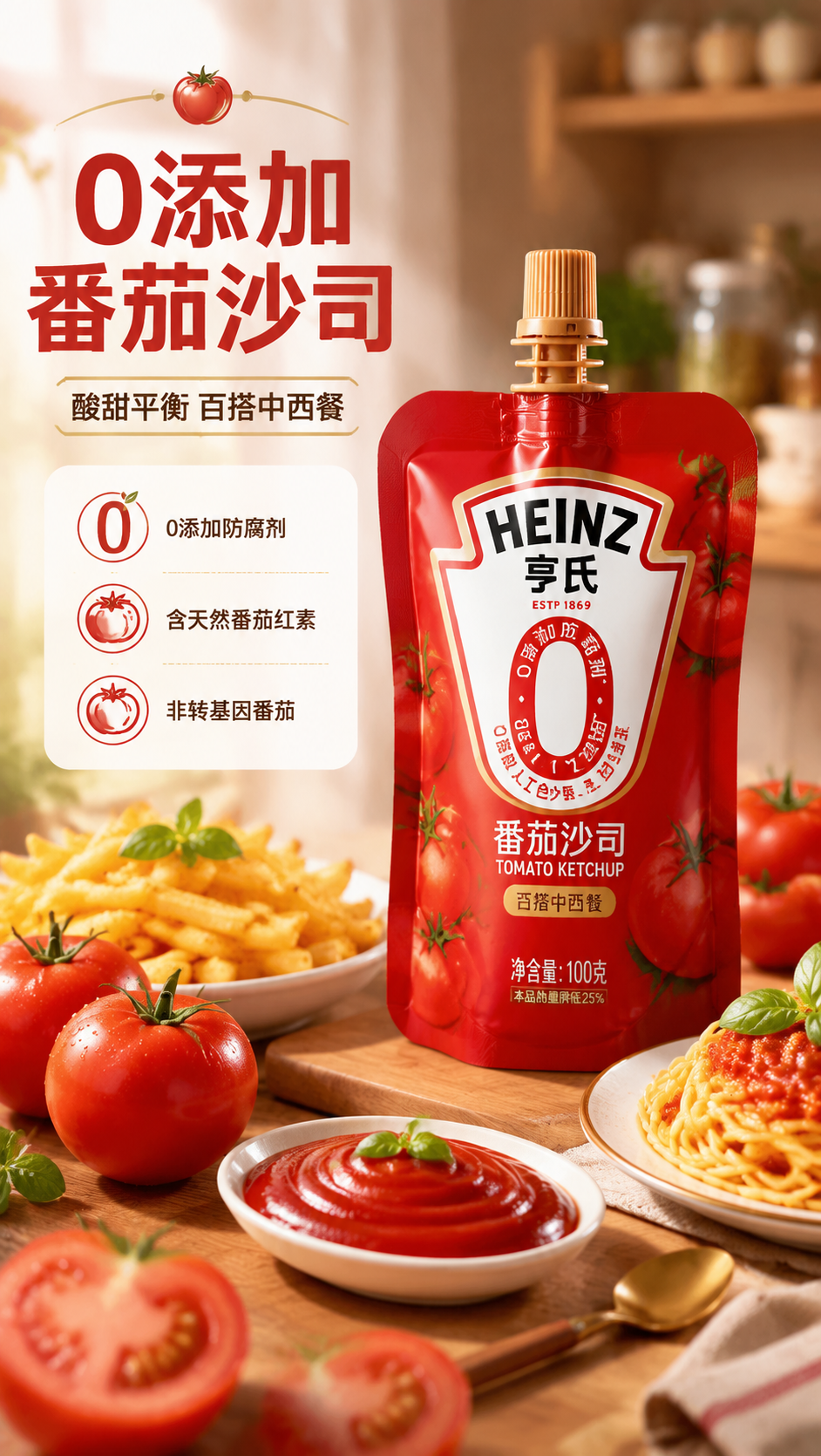 [商品] 使用【图1】亨氏0添加番茄沙司红色挤挤袋装；保留吸嘴… - 图片创意预览