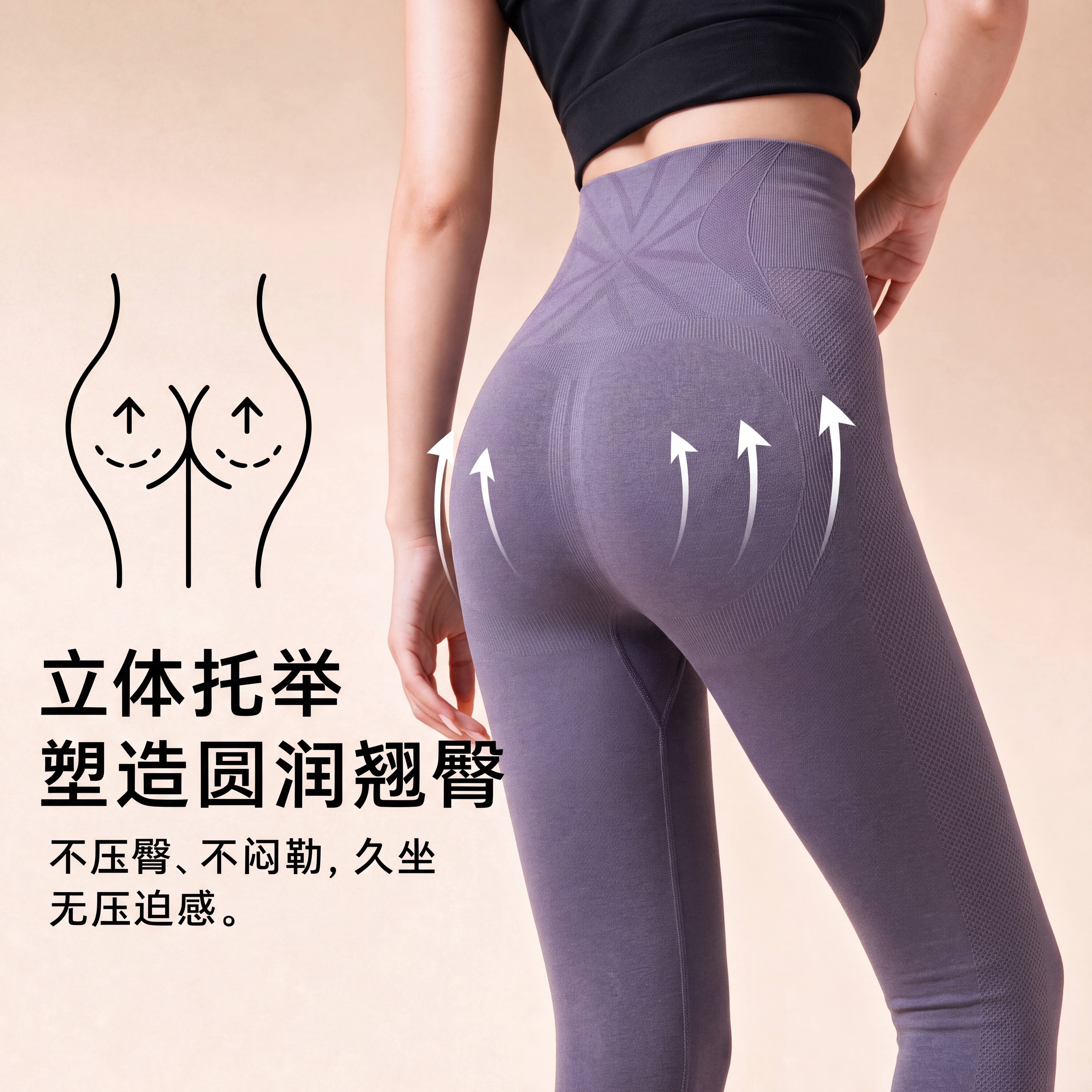这是一张商业保暖裤（保暖打底裤）产品展示图，模特穿着完整的紧身… - 图片创意预览