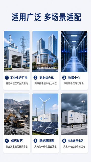 [第8屏] 适用场景范围-明确产品适用边界。本屏用场景卡片矩阵展示适用场景。
[氛围/风格] 浅灰简约商务风，场景卡片清晰识别，信息直观。
[元素布局] 顶部大标题，中部为六个场景卡片，排列成2行3列预览效果