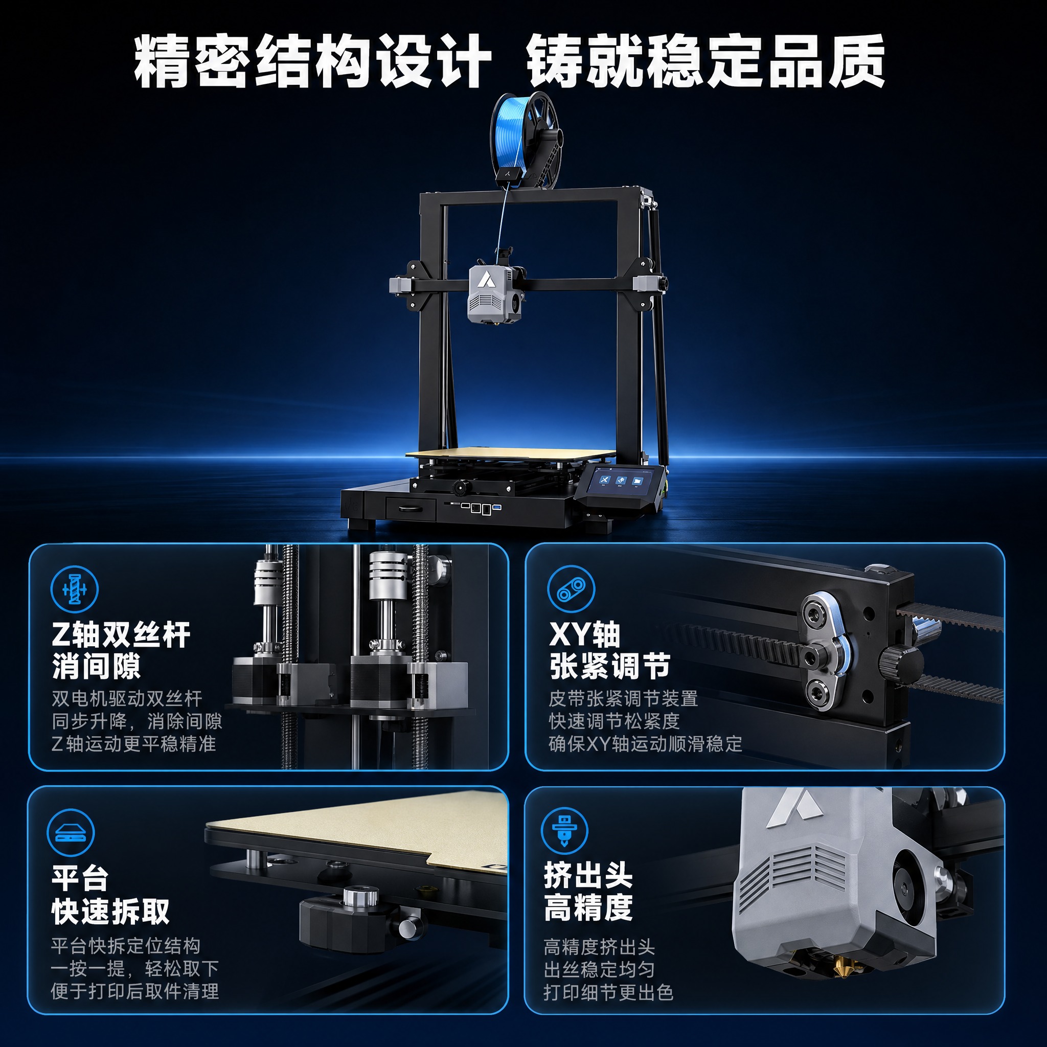 [主图-3] 产品证据 结构细节 Z轴双丝杆 XY轴张紧 平台… - 图片创意预览