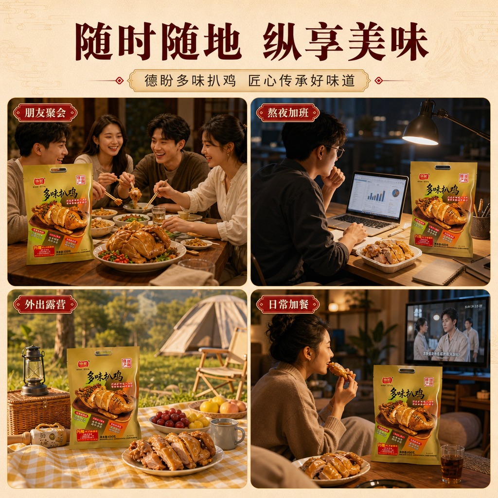 [商品] 使用【图1】德盼多味扒鸡金色包装袋；保留包装所有外观… - 图片创意预览
