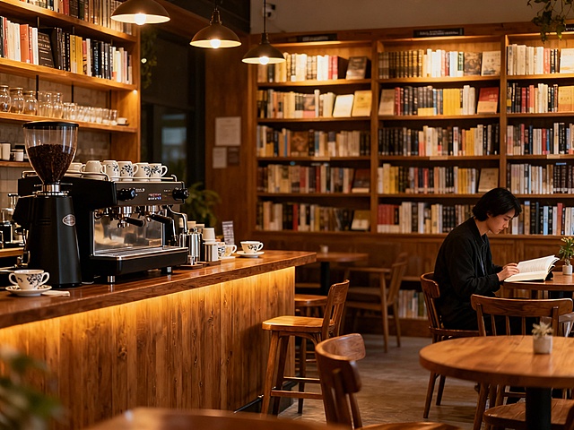请将我一副咖啡书店的图片