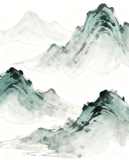 高清放大这张水墨山水画，不改变原有的色彩与整体结构，添加更多细腻的水墨笔触细节，提升画质分辨率预览效果