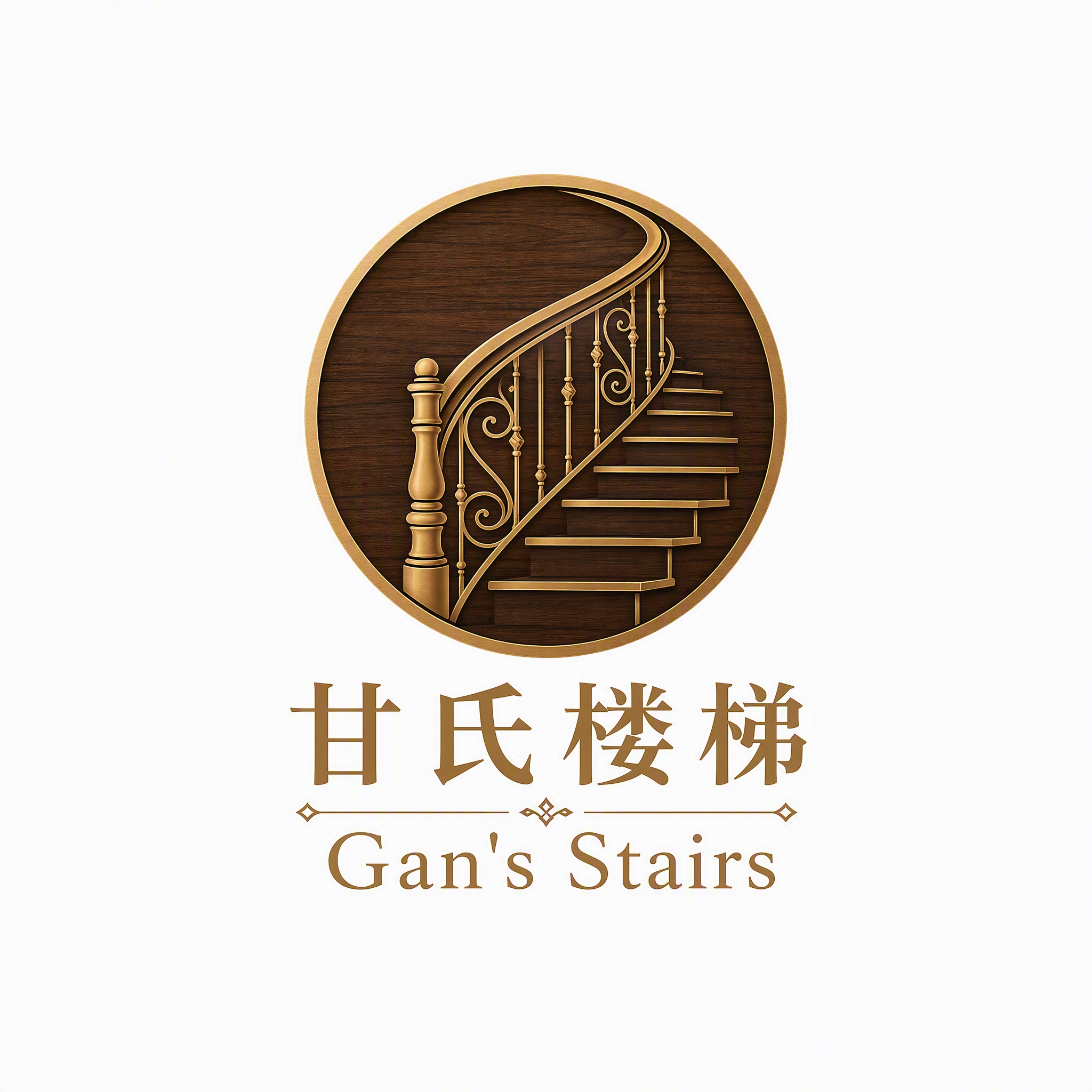 高端精致的图文组合Logo设计，实木铁艺楼梯扶手品牌。图形为一… - 图片创意预览