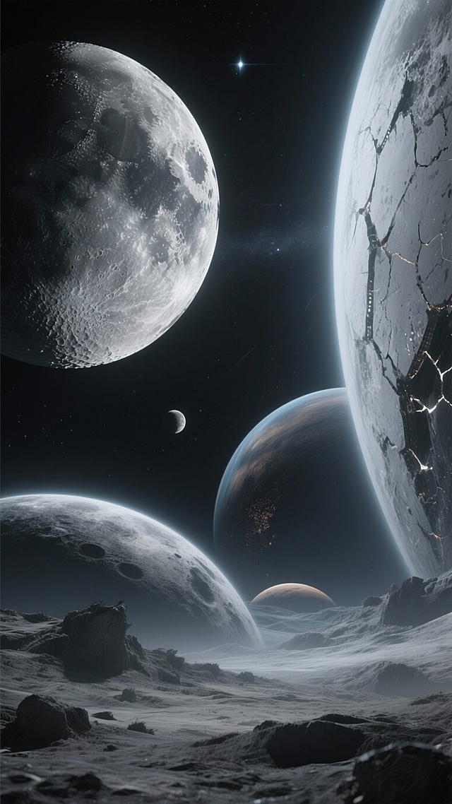 帮我生成50张关于月亮或者星球的图片