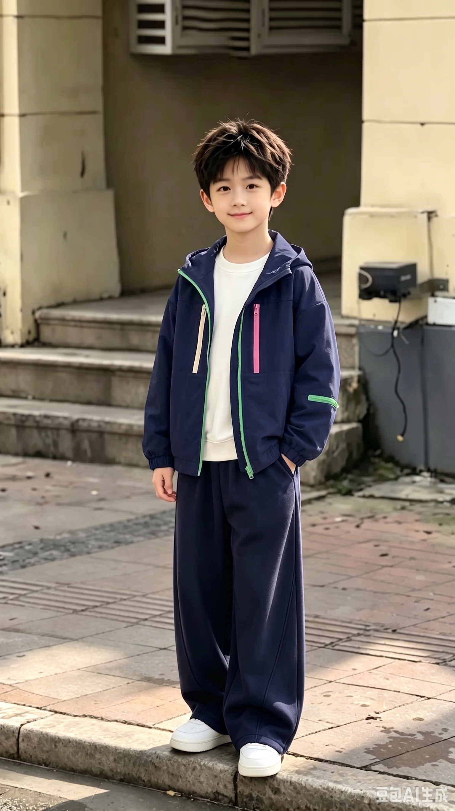 用图1的衣服裤子组成的套装替换图的2的人物的身上穿的衣服裤子，… - 图片创意预览