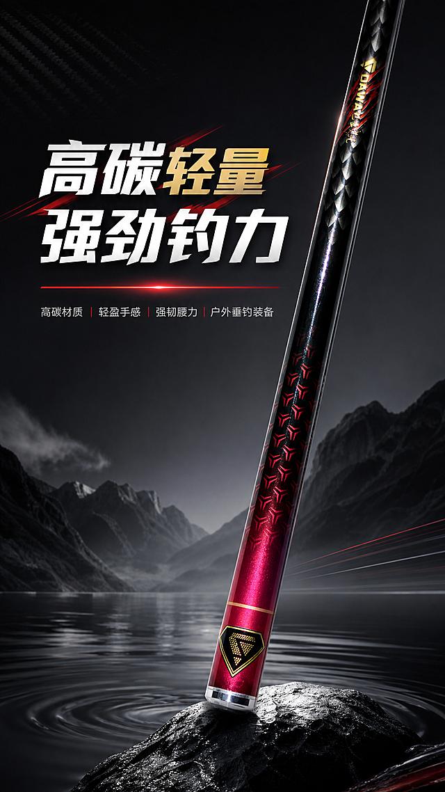 「图片1」，生成一套详情页，商品名称为鱼竿，适配淘宝/天猫平台，单图比例为9:16，需求屏数为8张。