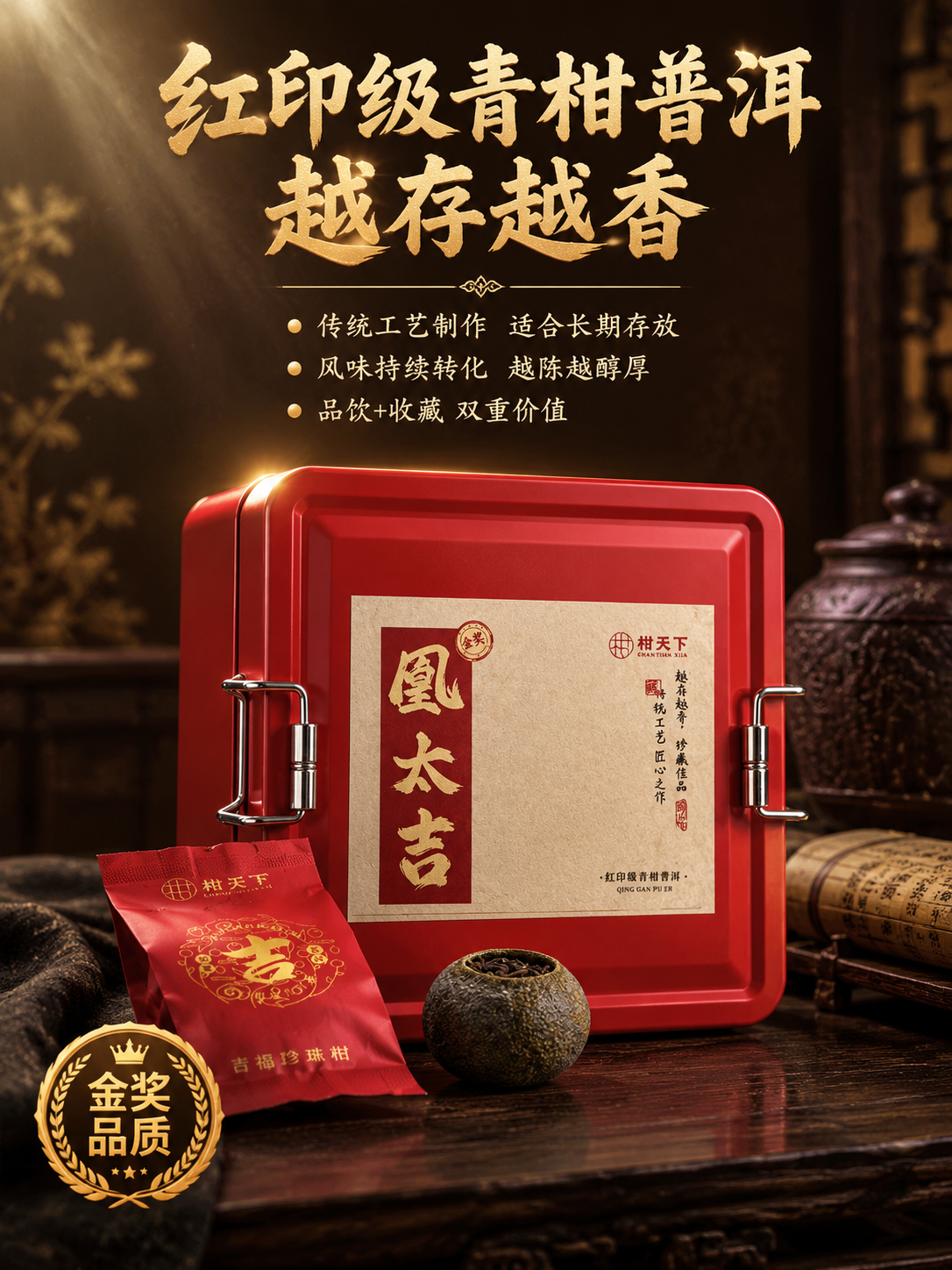 [主图-3] 红印级品质卖点图，突出传统工艺、越存越香、品饮收… - 图片创意预览