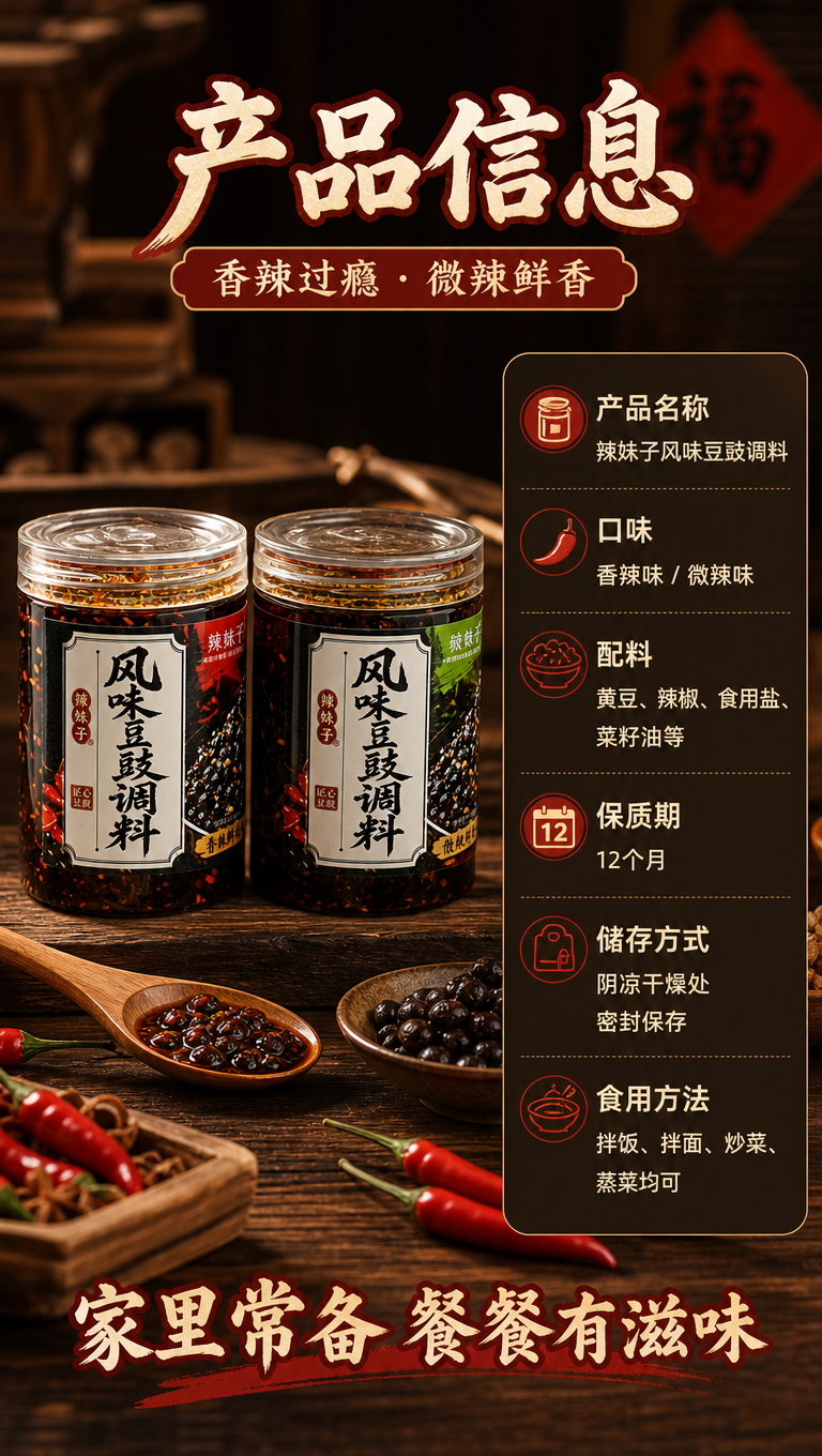 [商品] 使用【图1】香辣味风味豆豉罐和【图2】微辣味风味豆豉… - 图片创意预览