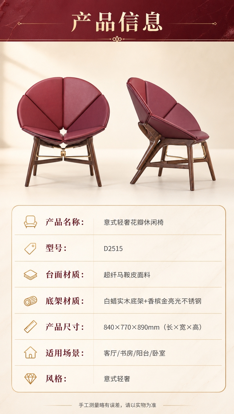 [商品] 使用【图1】D2515酒红色花瓣造型休闲椅；保留全部… - 图片创意预览