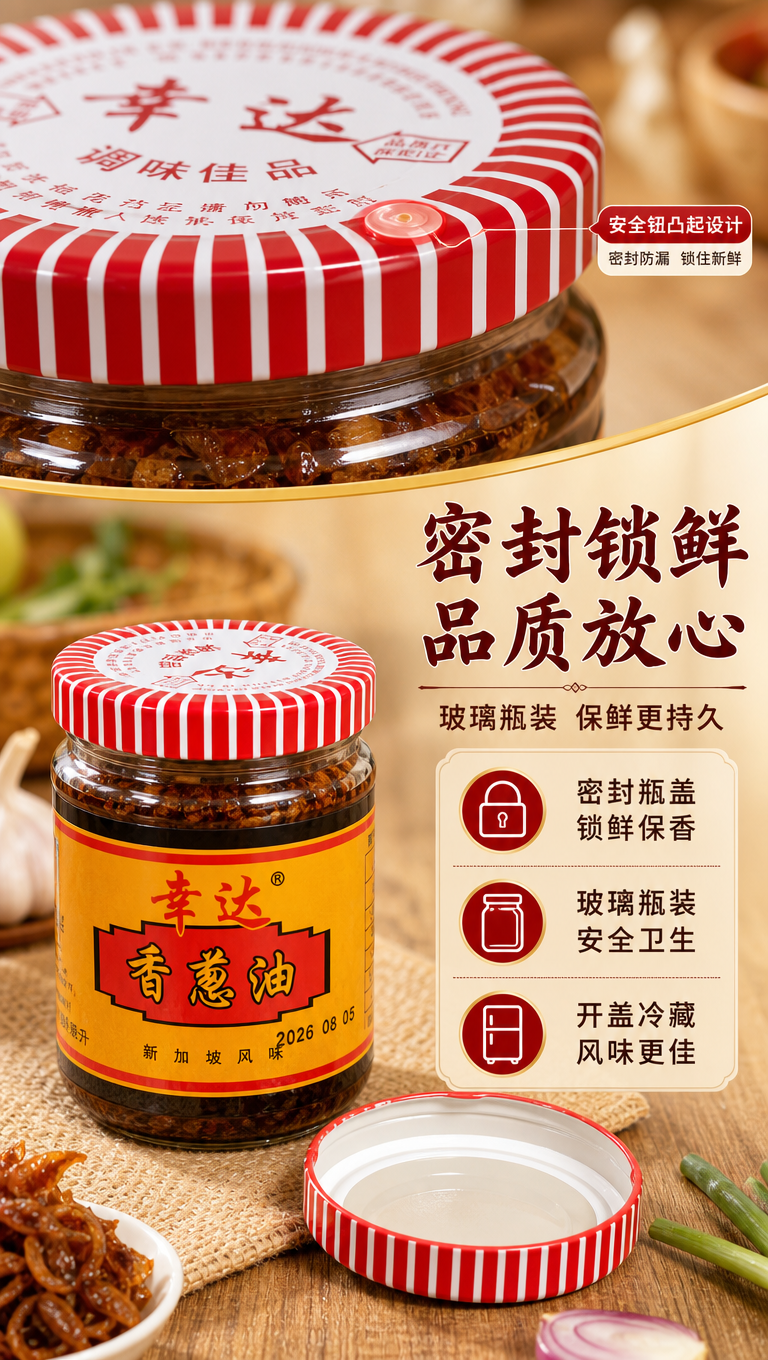 [商品] 使用【图1】【图5】幸达香葱油玻璃瓶装；保留瓶身结构… - 图片创意预览