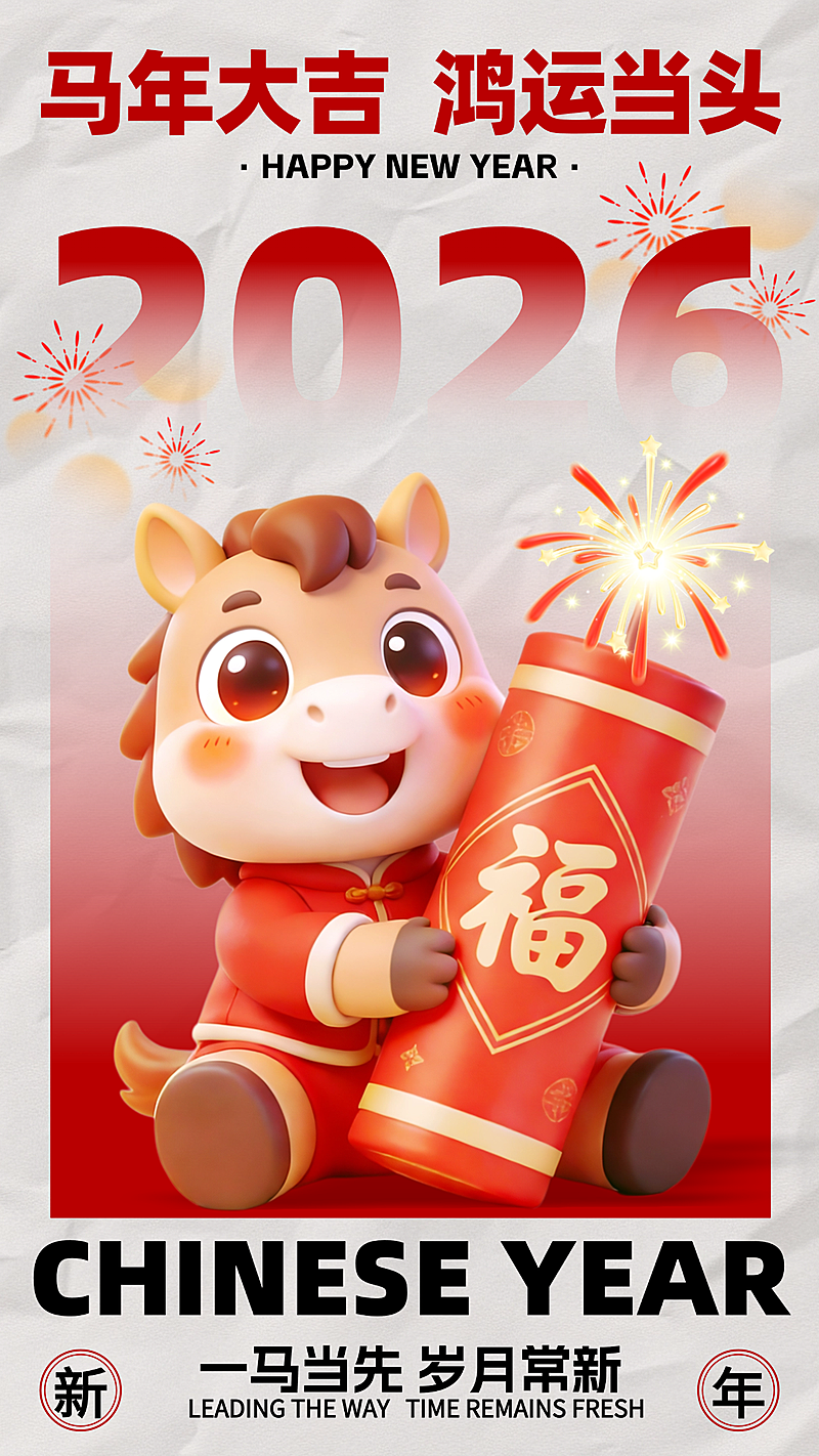 春节节日祝福通用喜庆感手机海报