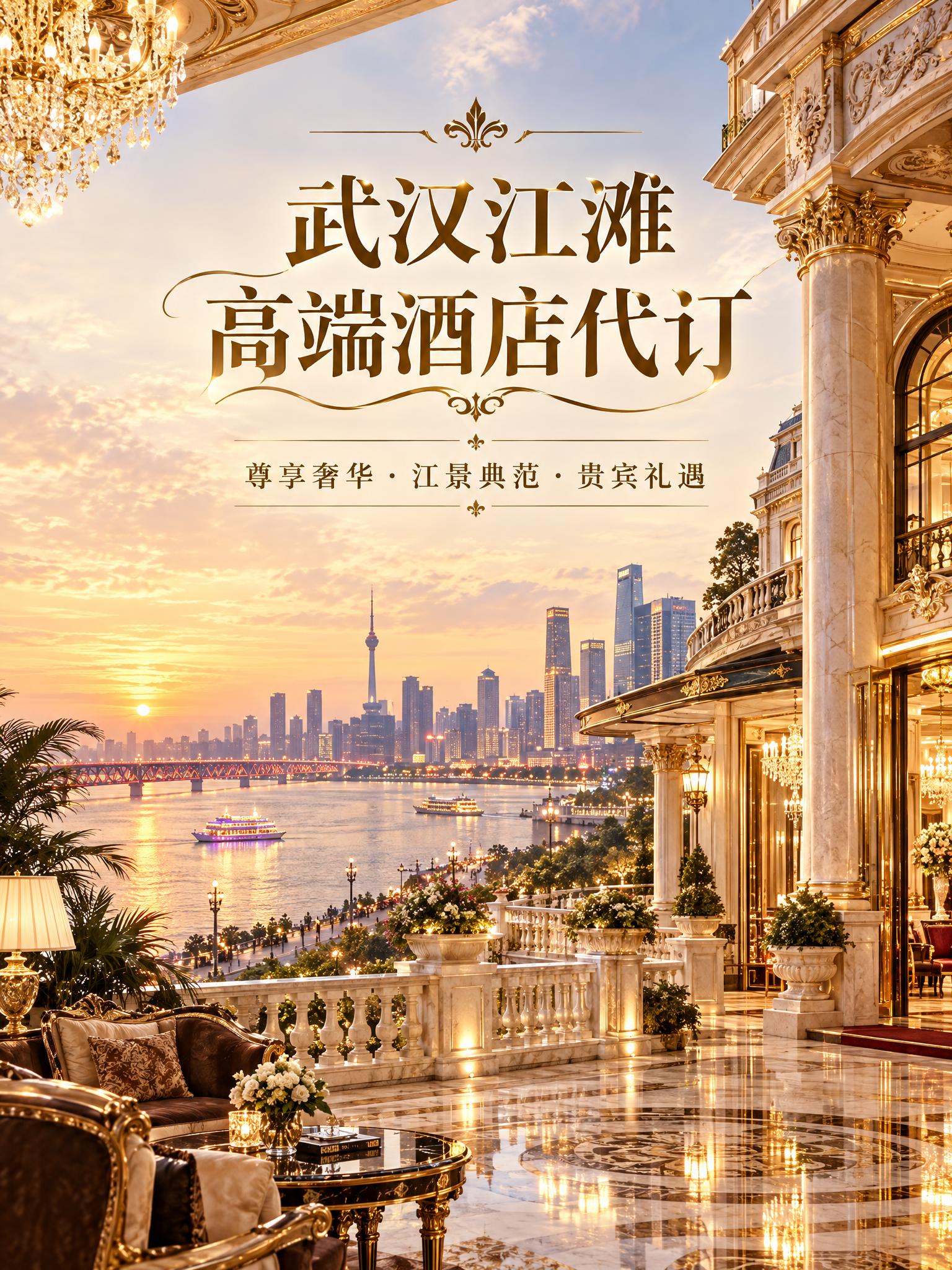 武汉江滩高端酒店代订宣传图，欧式古典风奢华典雅复古高端风格，画… - 图片创意预览