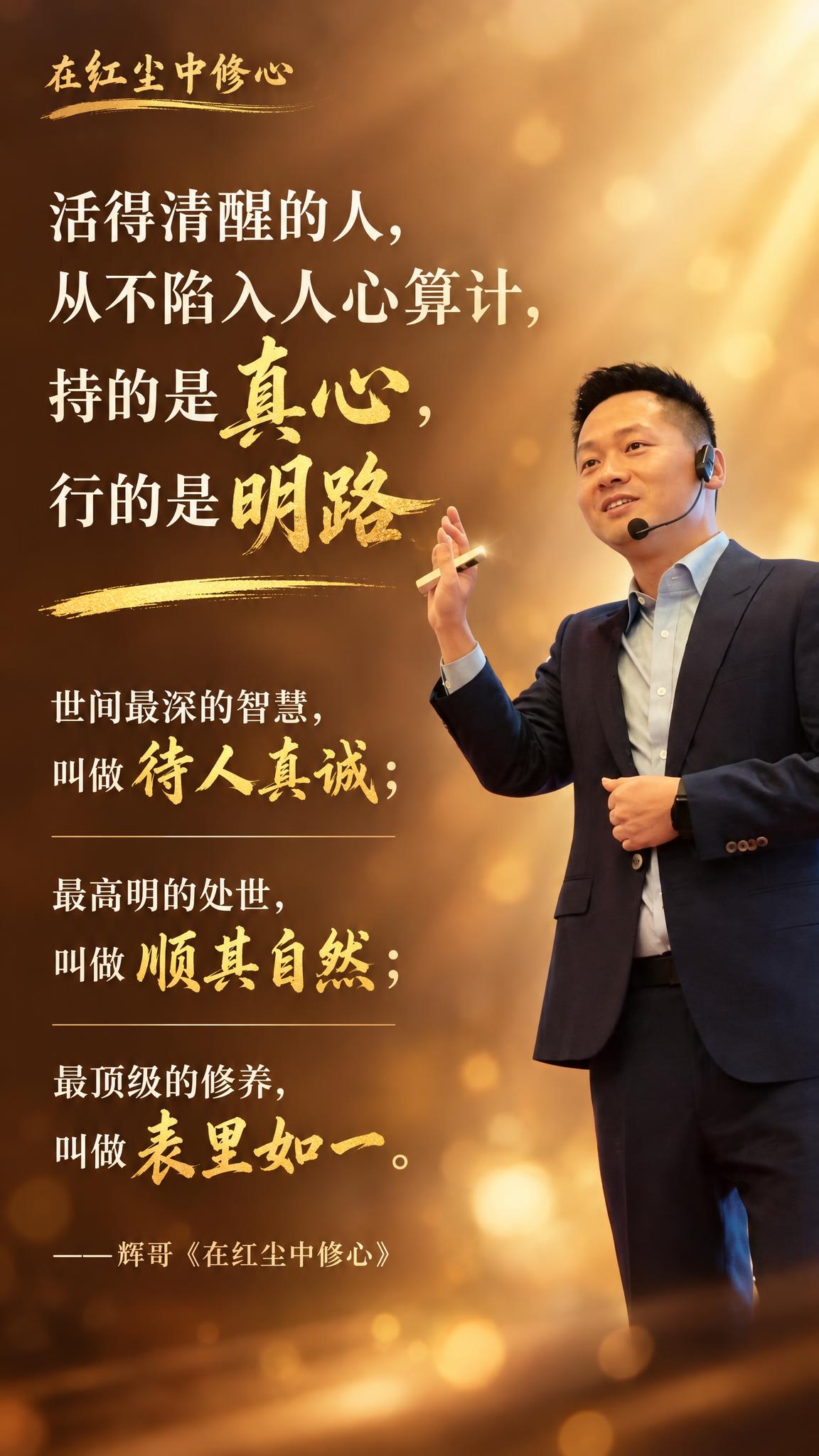 个人IP金句海报，竖版9:16，温暖智慧的暖棕金色调，通透有质… - 图片创意预览