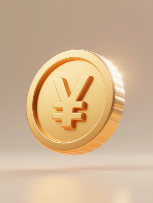3D立体风格金币图标，简约现代设计，纯色背景，金币表面光滑有金属质感，边缘有高光和反光效果，中心有立体感的¥符号，整体造型规整排布，单个金币悬浮展示，光线从右上角照射形成明亮的光斑和渐变阴影，金色色调从浅黄到橙黄过渡自然，画面干净无多余元素，视觉层级清晰突出金币主体。预览效果