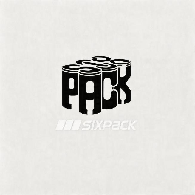 将黑色的SIXPACK字体和左侧三个小图标颜色修改为白色，保持背景为纯白色，上方电池图标保留黑色不变预览效果