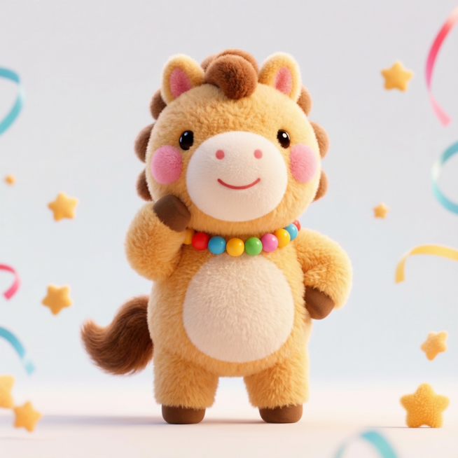 小马用后腿站起来，正对着镜头，用前蹄摆一个poss，表情要丰富但不夸张，其他保持不变预览效果