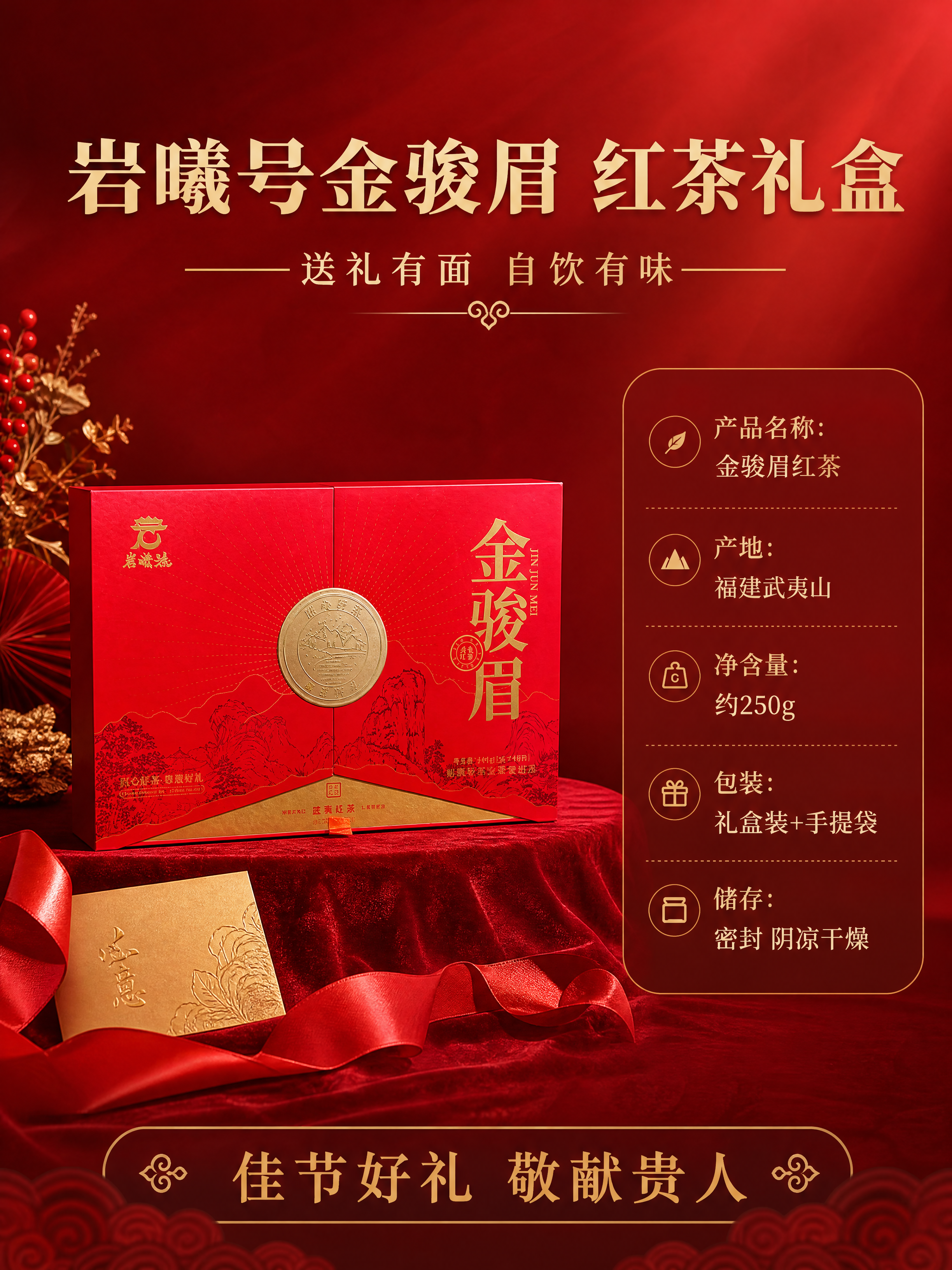 [商品] 使用【图2】岩曦号金骏眉红色礼盒；保留礼盒所有外观细… - 图片创意预览