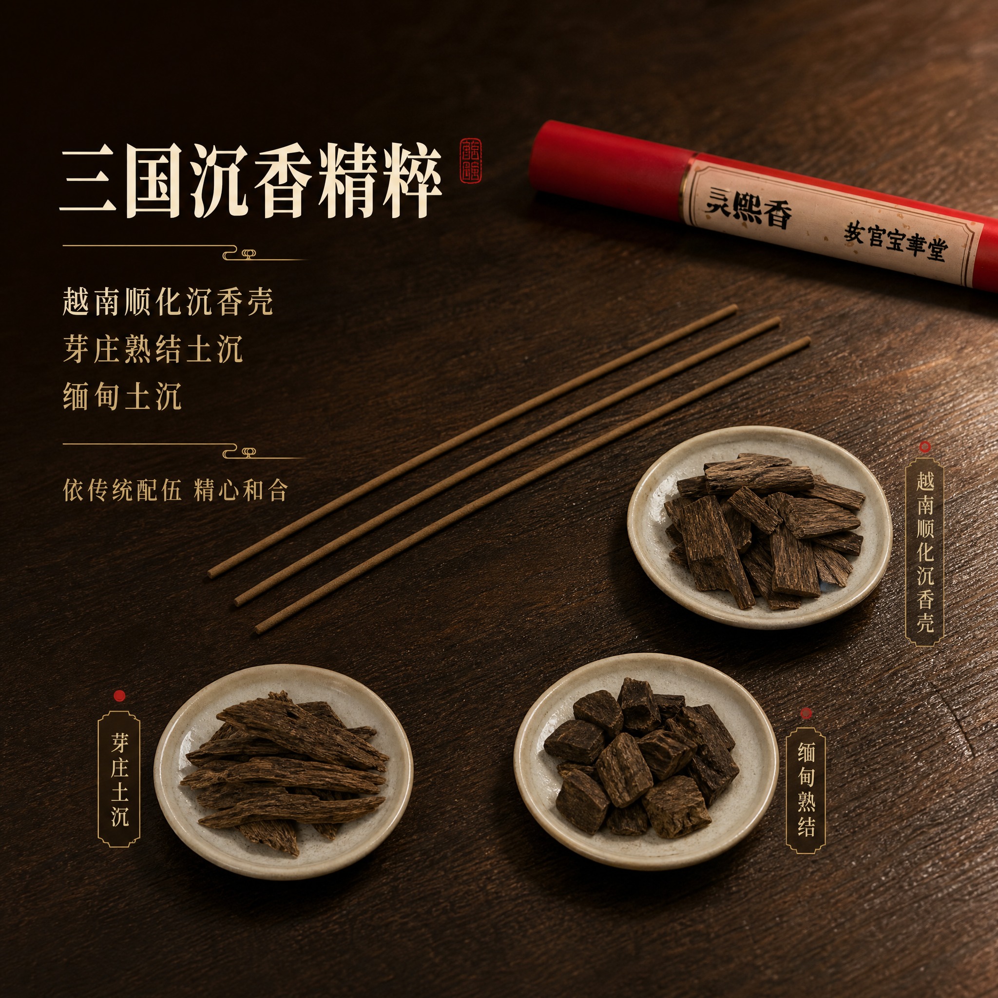 [主图-2] 核心原料与配伍 三国沉香精粹展示 [统一基调]… - 图片创意预览