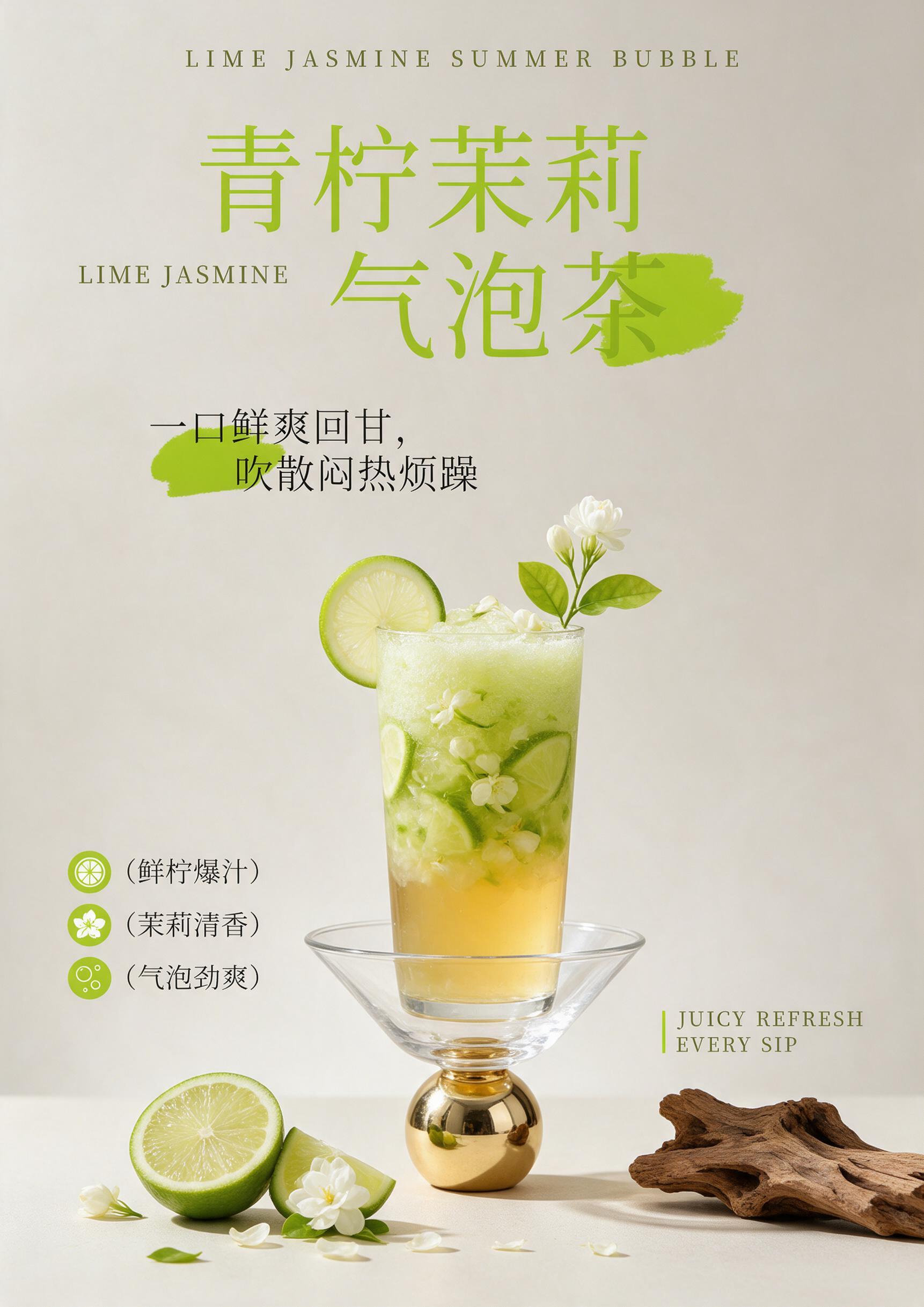 竖版茶饮商业产品海报，尺寸42*59.4cm，整体调性简约高级… - 图片创意预览