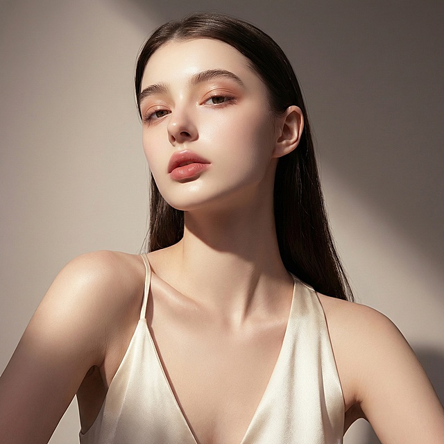 以原图风格延伸图中女生的肩部和身体部分，保持光影和质感一致，延续自然柔和的光影效果和细腻的皮肤质感