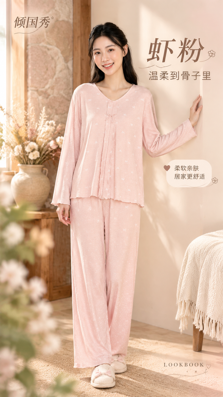 [商品] 使用【图1】虾粉色针织提花套装作为主商品参考；保留V… - 图片创意预览