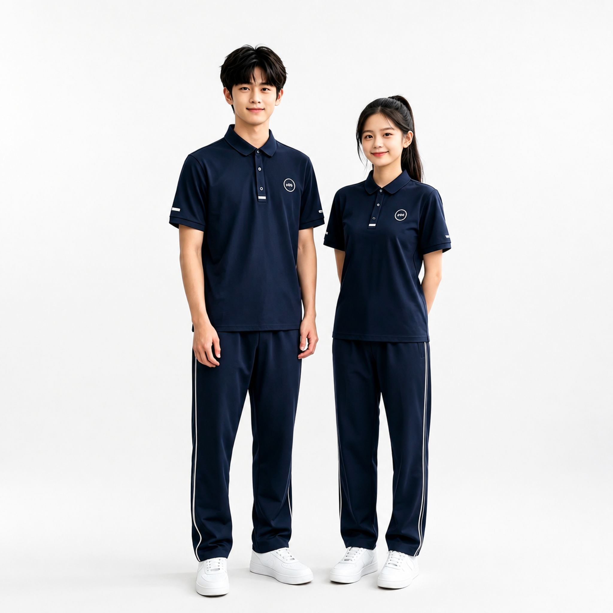 产品精修，纯白背景，去除中间的男模特，只保留左边男模特和右边女… - 图片创意预览