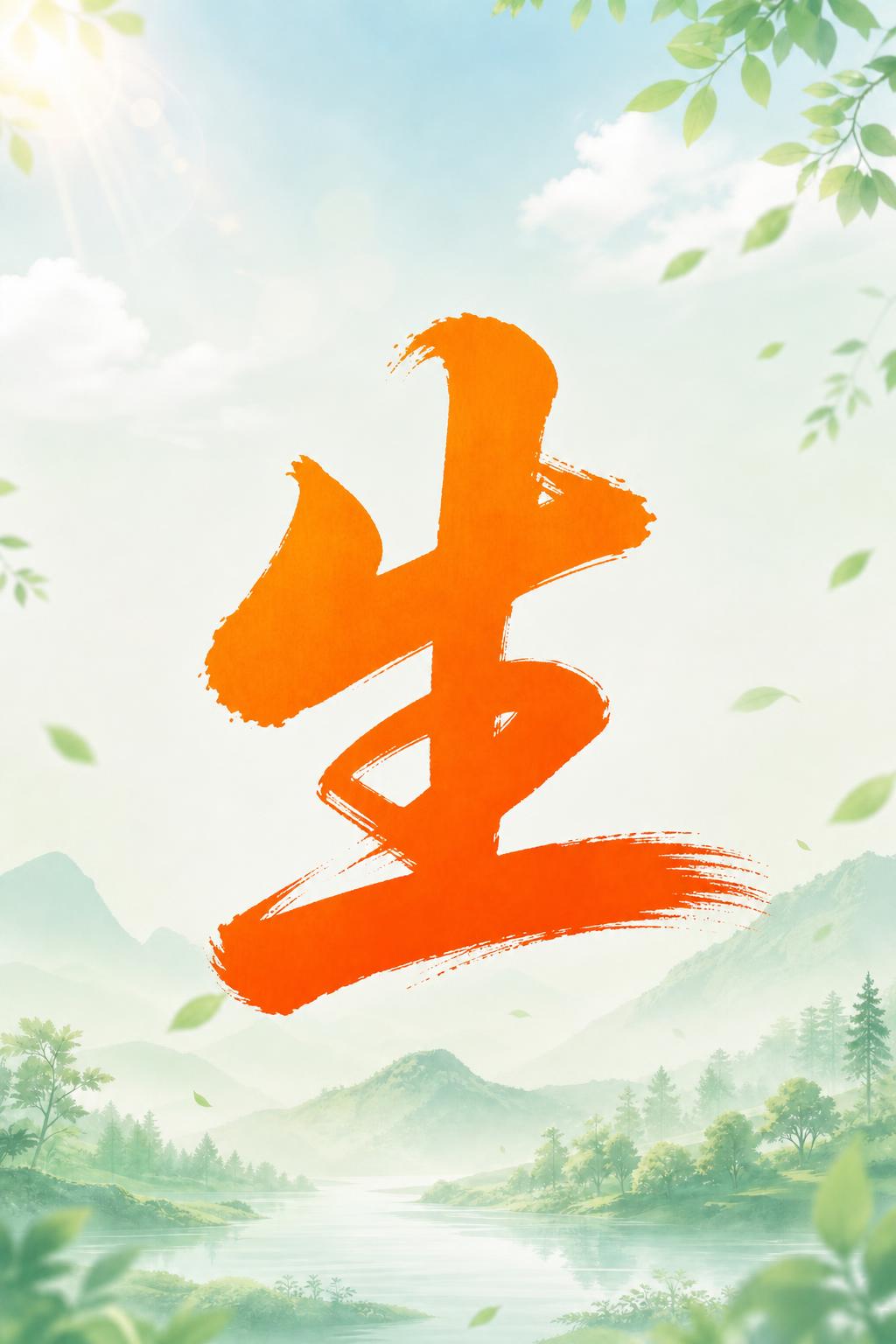 生态环境主题背景单字海报，A4竖版2:3比例。背景为淡绿色渐变… - 图片创意预览