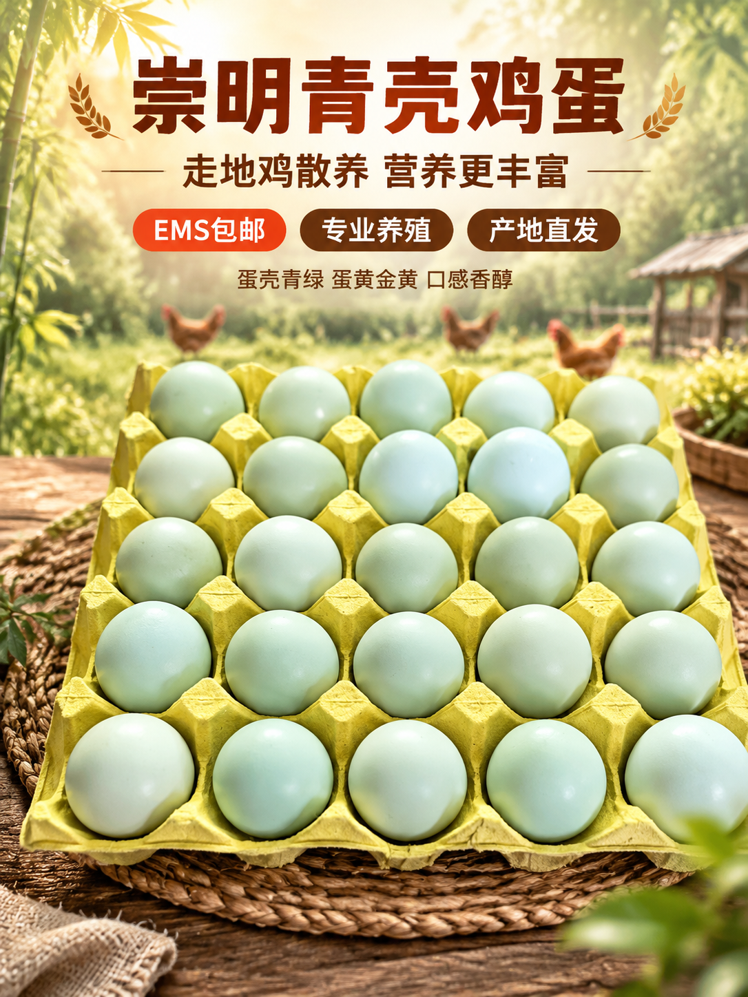[商品] 使用【图3】崇明青壳鸡蛋实拍图；保留青壳鸡蛋淡青绿色… - 图片创意预览