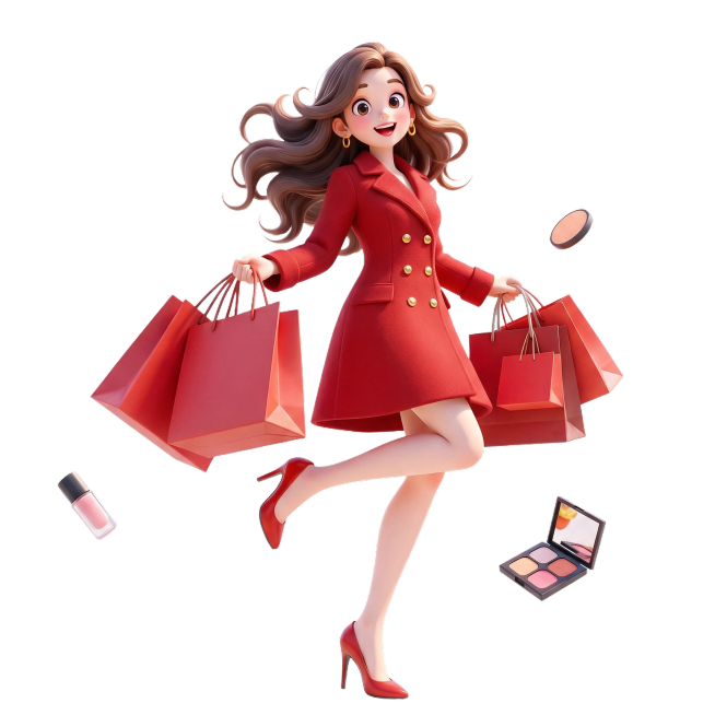 换成好看的 红色毛呢大衣 鞋子也换成红色 手拎袋也是红色预览效果