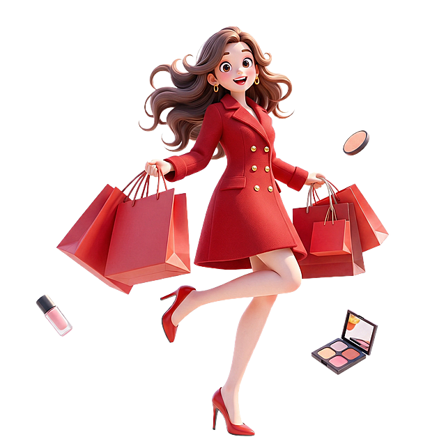 换成好看的 红色毛呢大衣 鞋子也换成红色 手拎袋也是红色