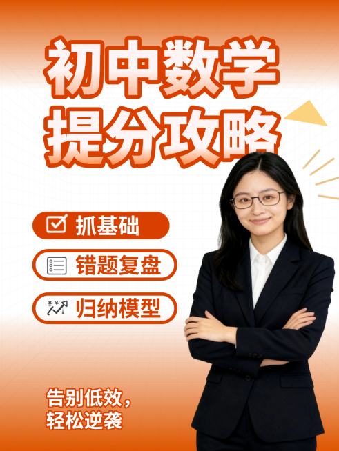 K12教育初中数学攻略指南小红书封面预览效果