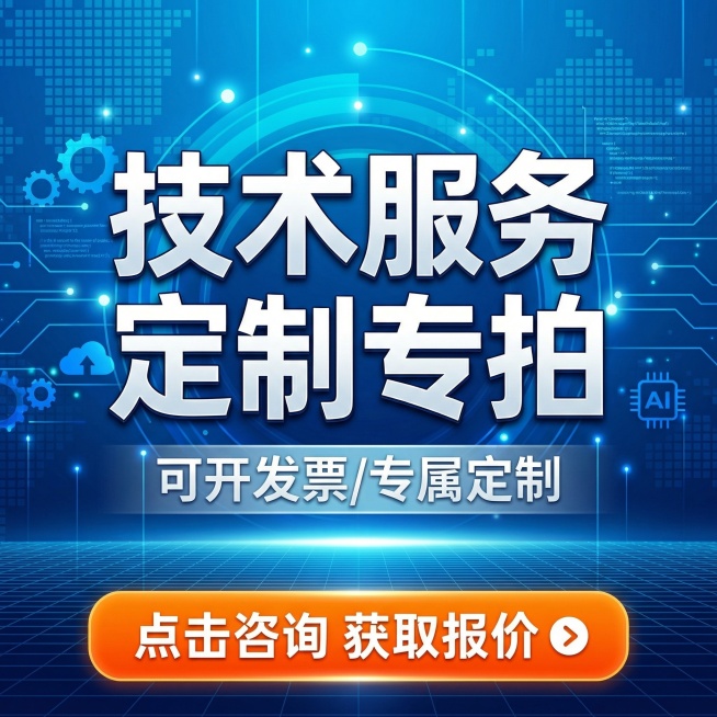 [拼多多主图] 定制服务专拍链接首图
[氛围/风格] 直白清晰科技风格，高性价比感，色彩醒目吸引点击
[画面元素] 科技蓝渐变背景搭配网格光点，中央放置大标题，底部突出定制服务核心信息，整体构图饱满，预览效果