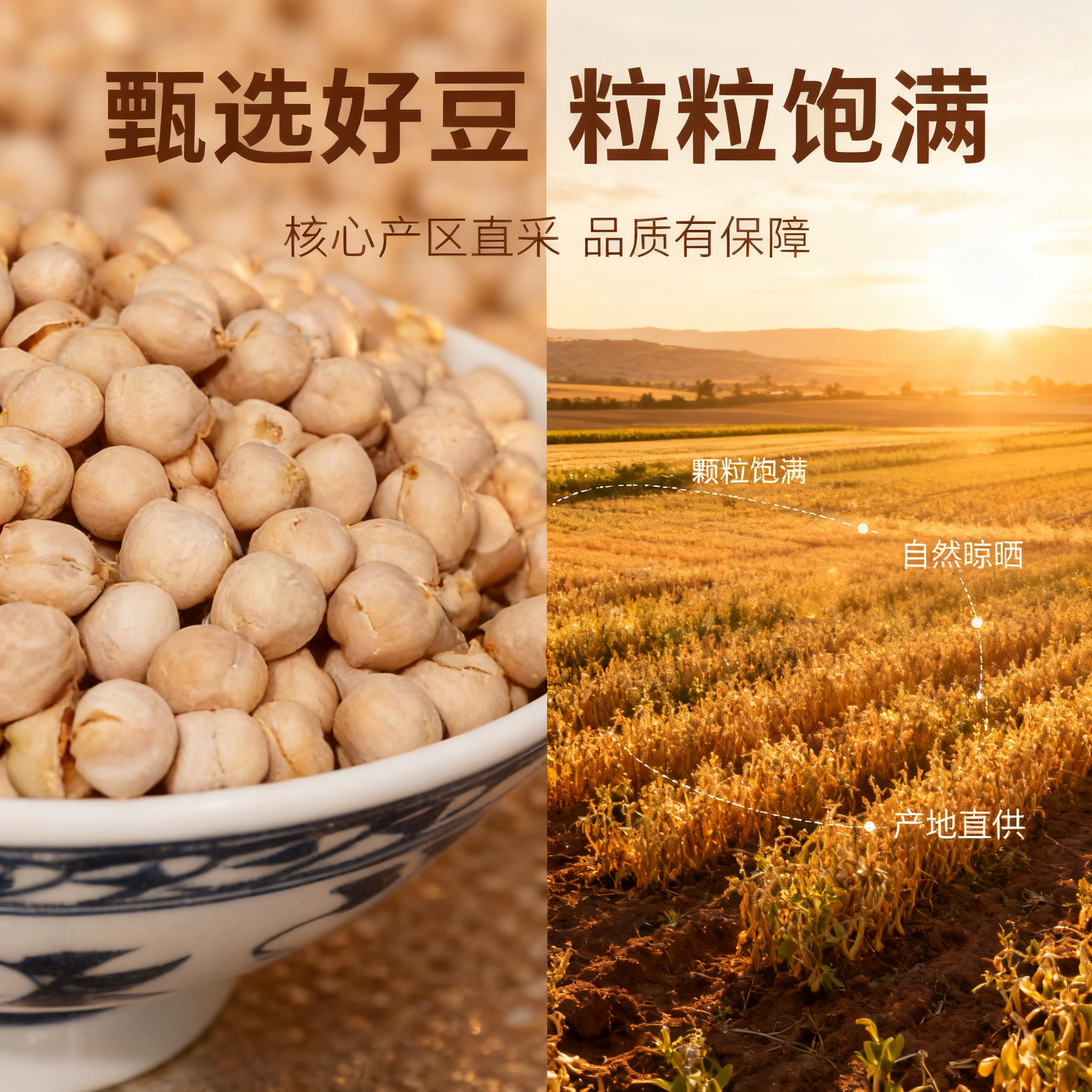 基于输入的鹰嘴豆产品图，生成极简摄影风格的抖音电商主图第二张（… - 图片创意预览