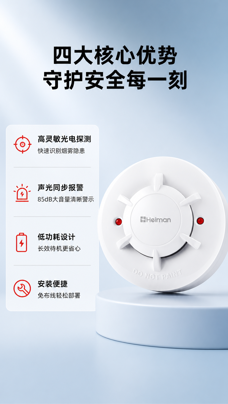 [商品] 使用【图1】中部左款海曼烟雾报警器（带双红色指示灯+… - 图片创意预览