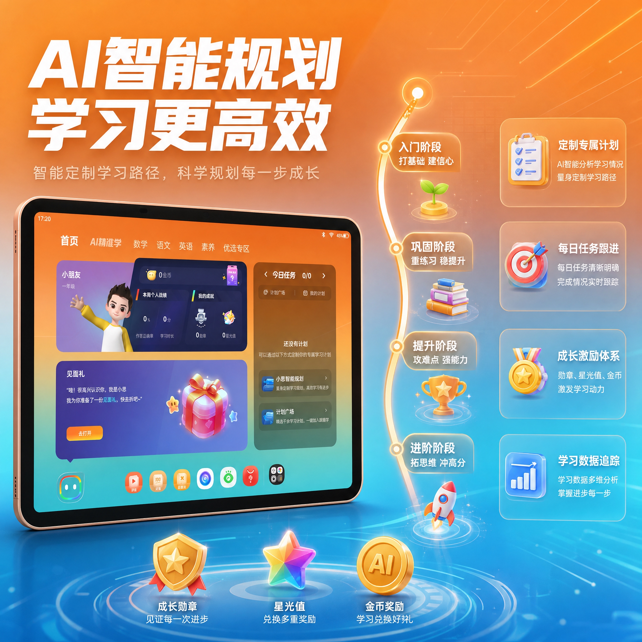 [主图-4] 智能学习规划与信任背书 建立信任。展示AI智能规… - 图片创意预览
