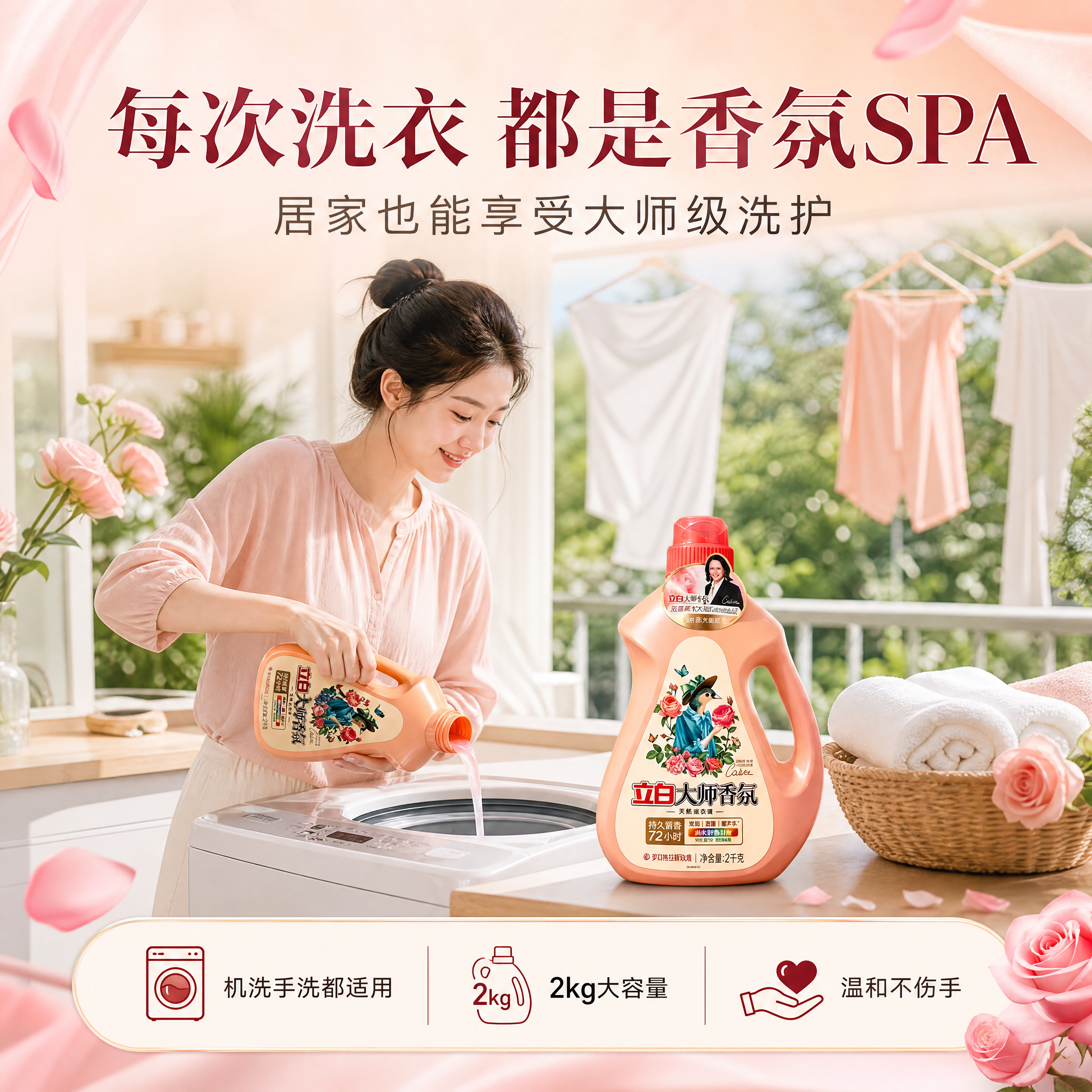 [商品] 使用【图1】立白大师香氛洗衣液2kg单瓶；保留暖橘粉… - 图片创意预览