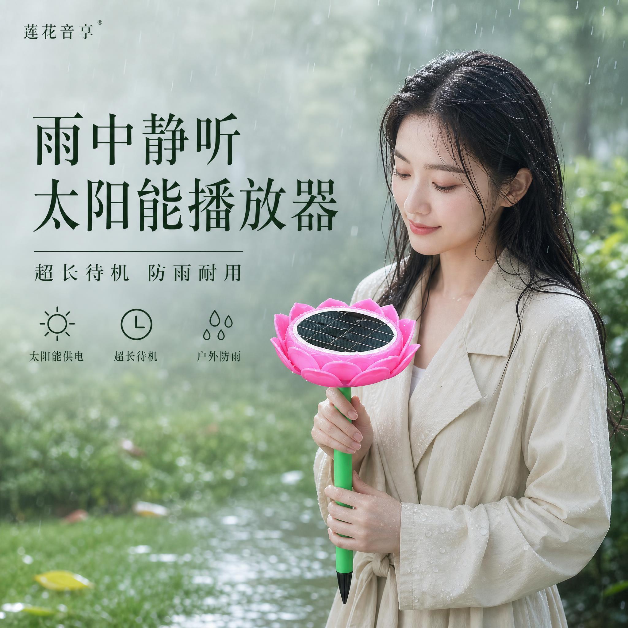 [单张主图] 太阳能莲花播放器 高级氛围感主图 淘宝天猫1:1… - 图片创意预览
