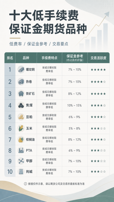 十大低手续费保证金的期货品种
----------------------------------------
品种名称    每手保证金(元)    每手手续费(元)
---------------预览效果
