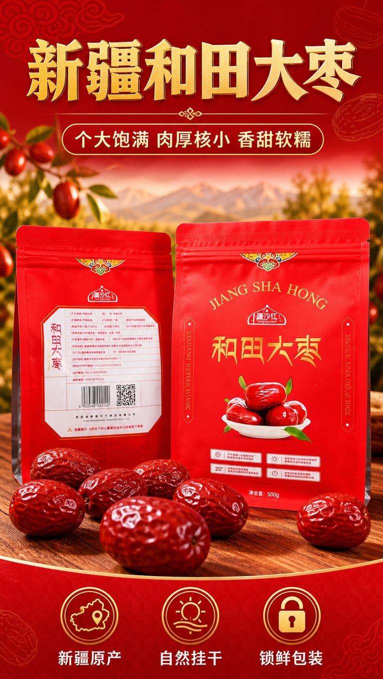 [商品] 使用【图1】【图2】【图3】疆沙红和田大枣红色自封袋… - 图片创意预览