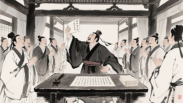 韦皋读诗后拍案叫好，周围官员纷纷颔首称赞