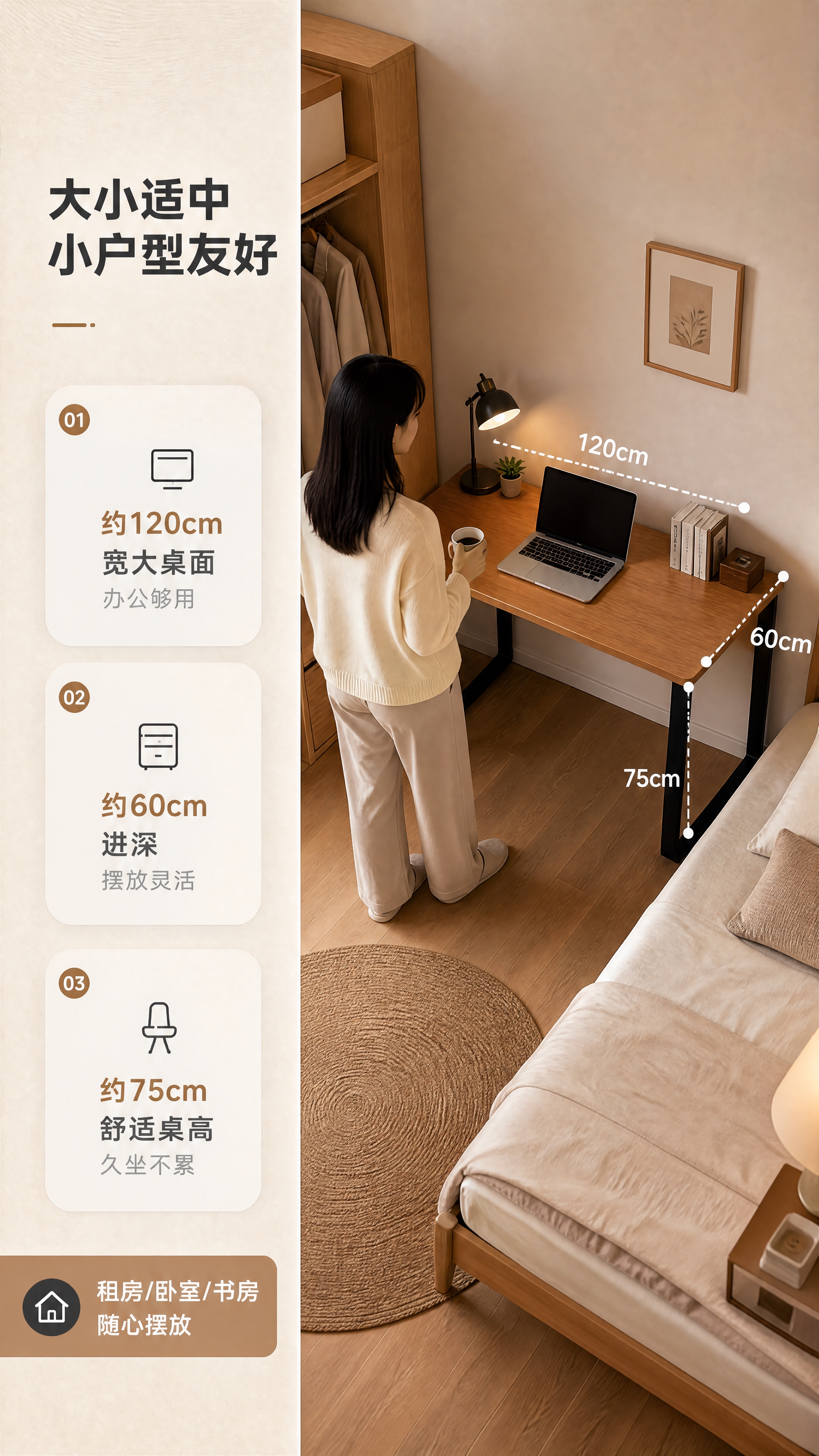 [商品] 使用【图1】北欧简约书桌；保留整体尺寸比例、桌面长宽… - 图片创意预览