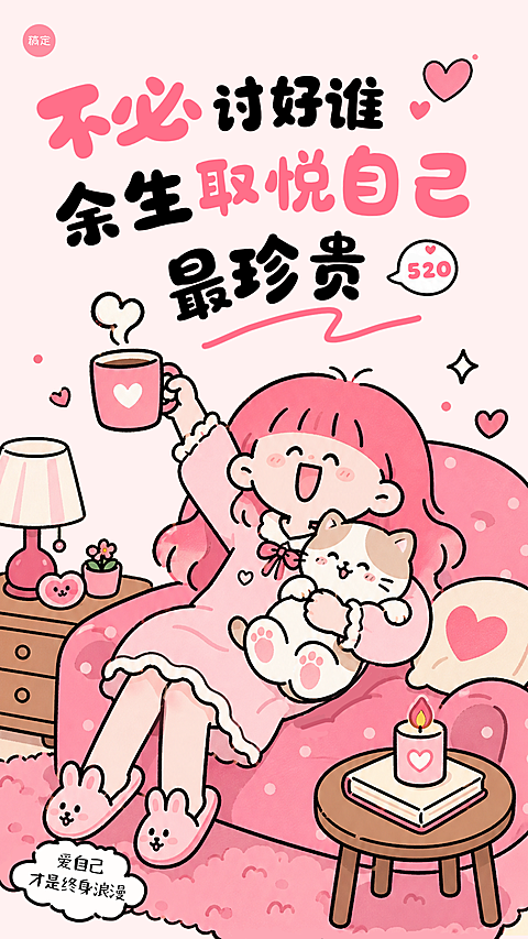 520好好爱自己单身励志语录手机海报