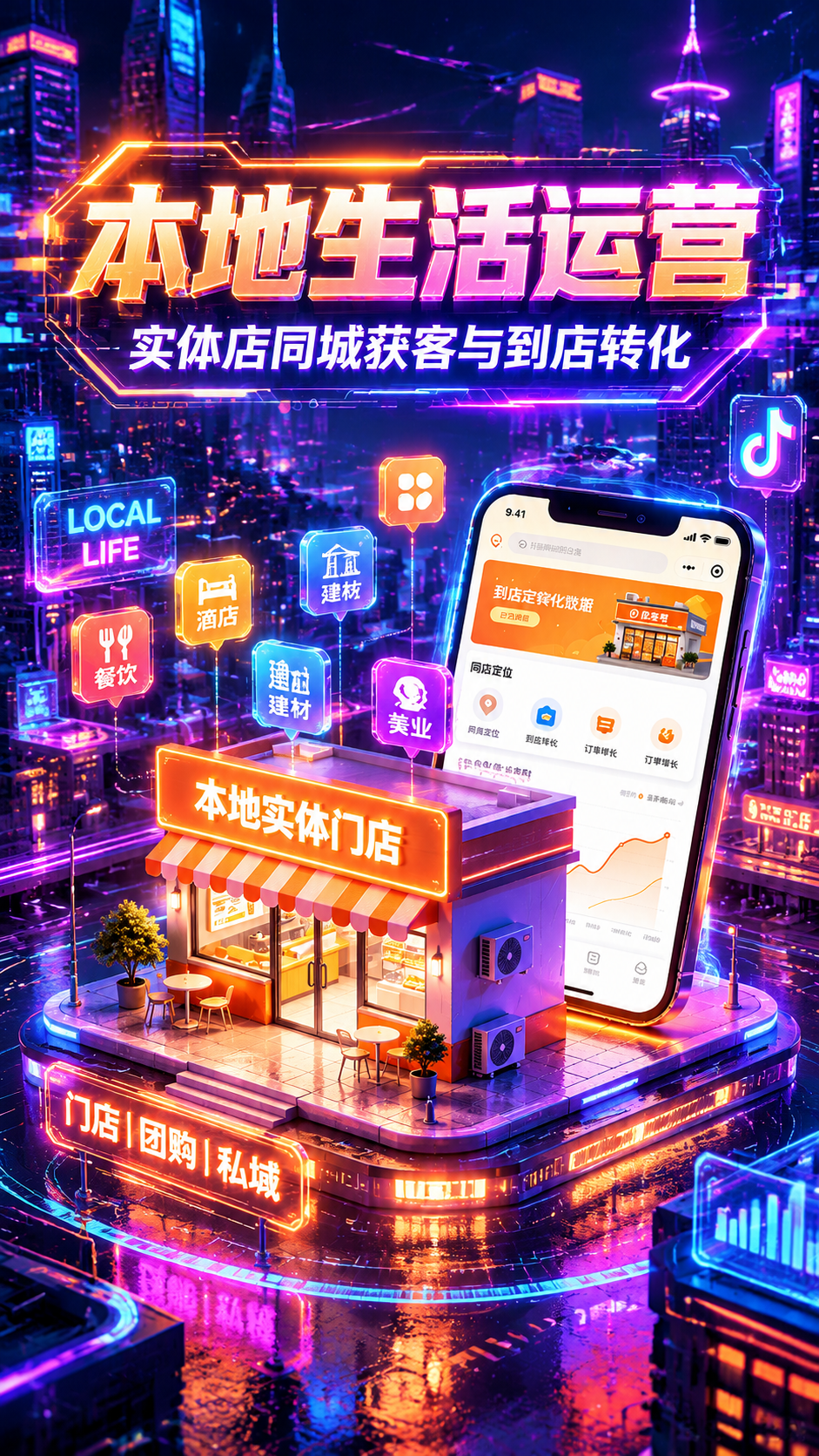 将这张图片重新设计为赛博朋克科技风格的抖音合集封面，竖版比例。… - 图片创意预览