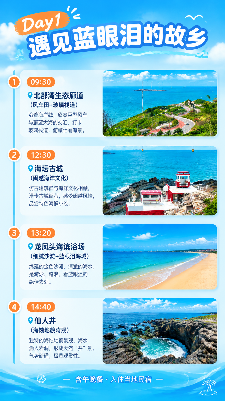 [商品] 平潭岛2日游Day1行程，使用【图4】龙凤头海滨浴场… - 图片创意预览