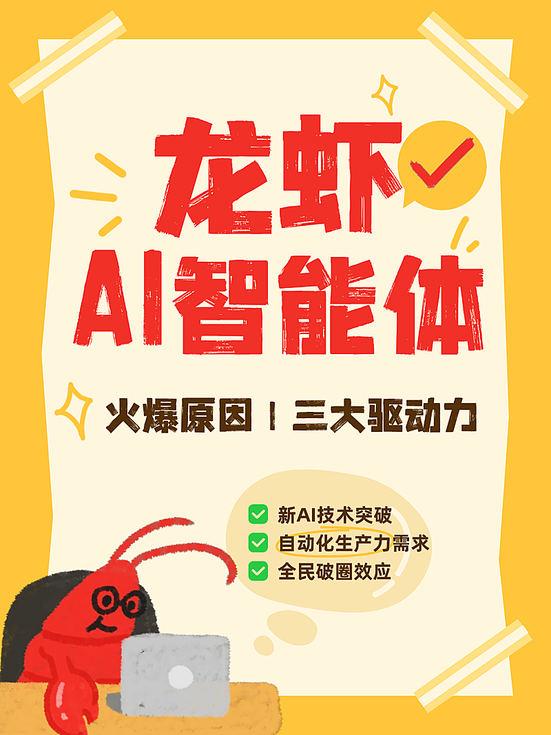AI智能体养龙虾吸睛大字小红书封面